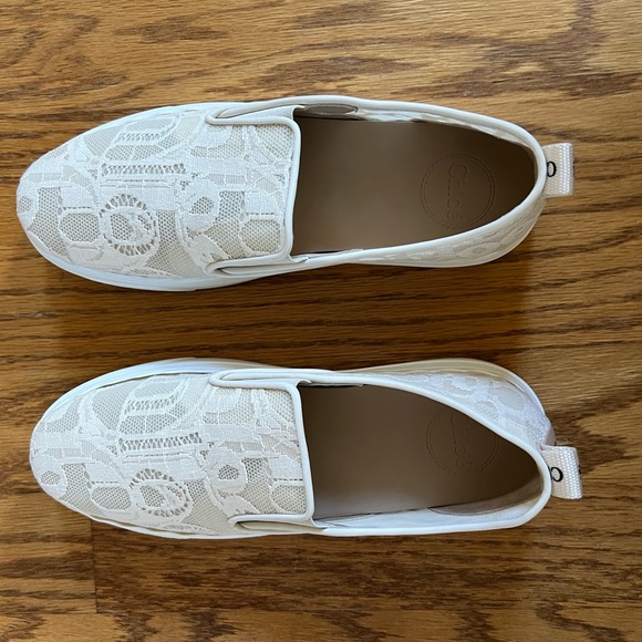 😊SOLD😊 Chloe Lauren beige Lace-covered Leather Trainers In size 41 - Picture 8 of 13